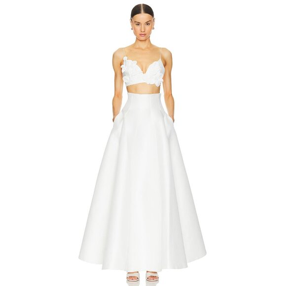 Acler Isla Top in Ivory Crop Thin Straps - Picture 4 of 4